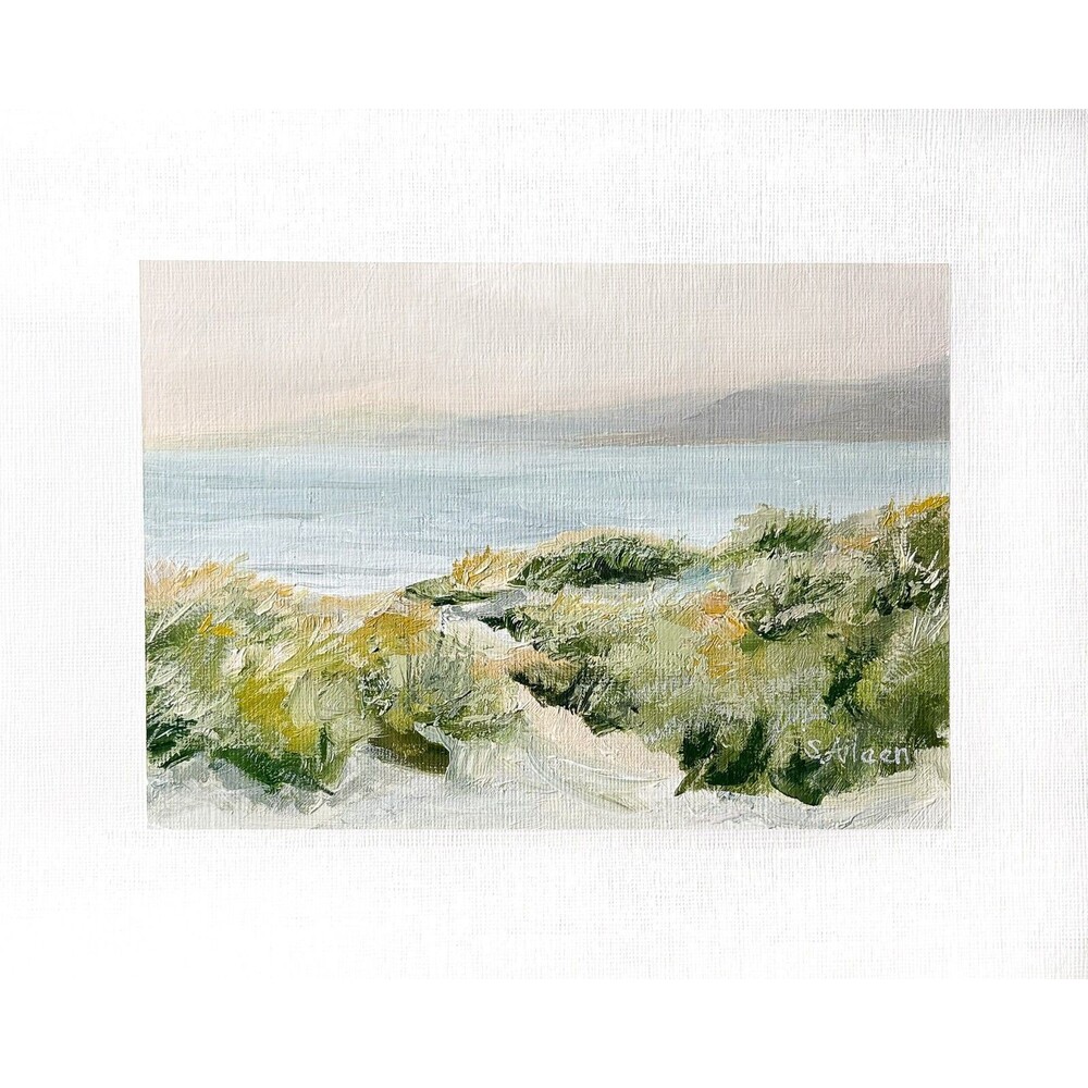 8x10 Original Oil Landscape Painting Seascape Sunset Sky Beach Dune Ocean Signed